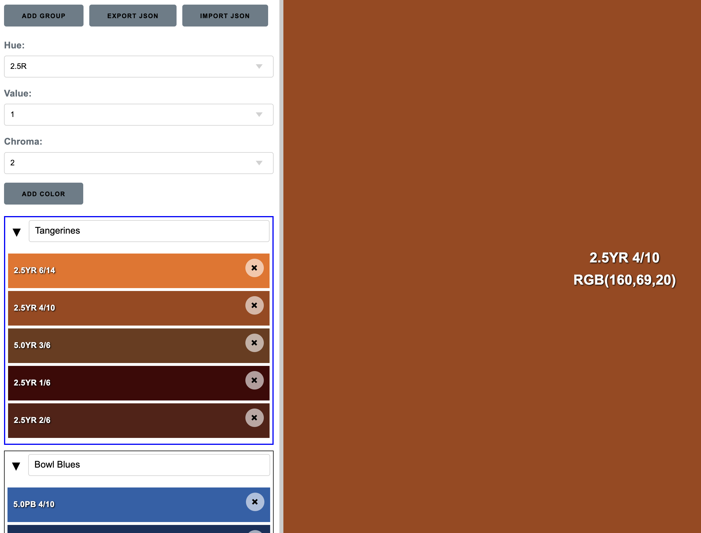 Munsell Colour Grouping Tool